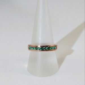Emerald Ring in Rose Gold Plating Size 8-1/4